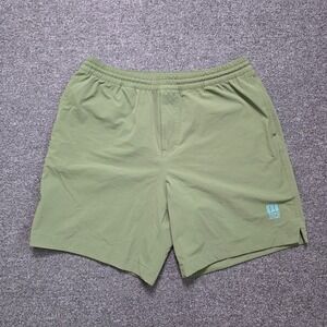 Topo Designs Global Shorts Olive Green Mens XL Nylon Stretch Hiking Swim Outdoor